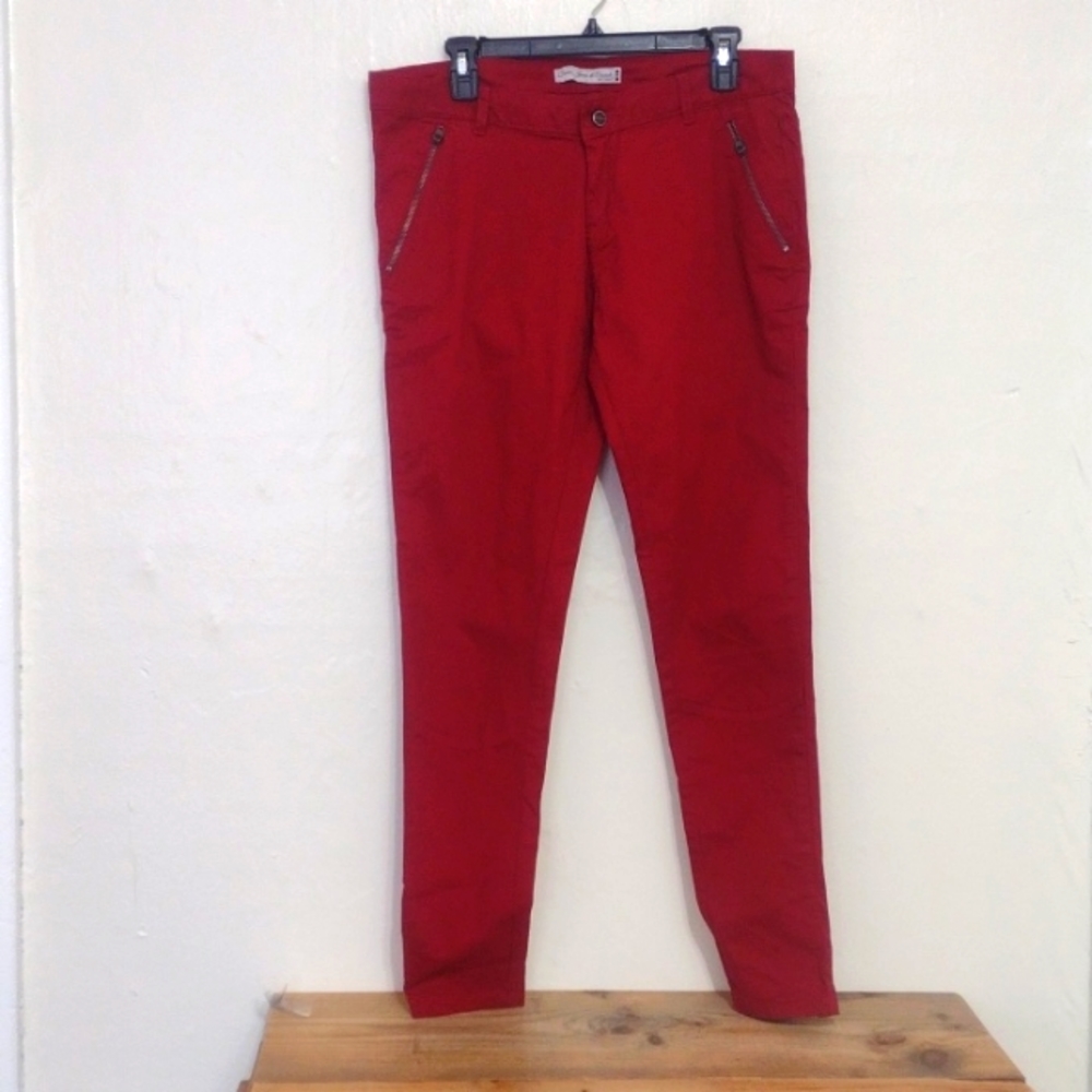 Denim Jeans & Casuals Burgundy Skinny Pants w/ Ankle Zippers Size 23